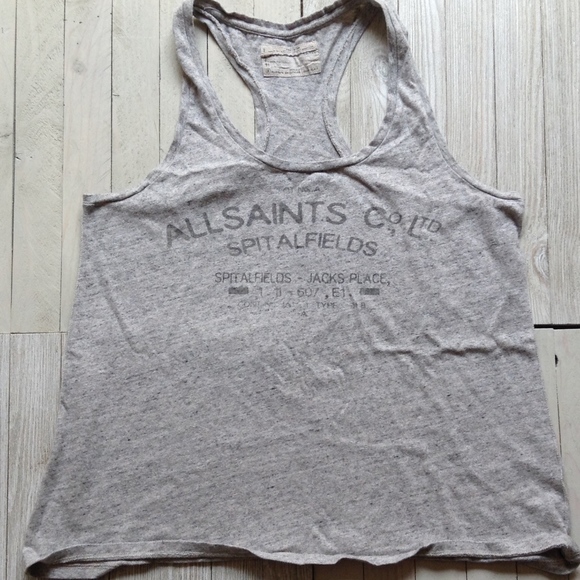 All Saints Tops - ALL SAINTS RacerbackTank SZ 14 Spell Out Front
